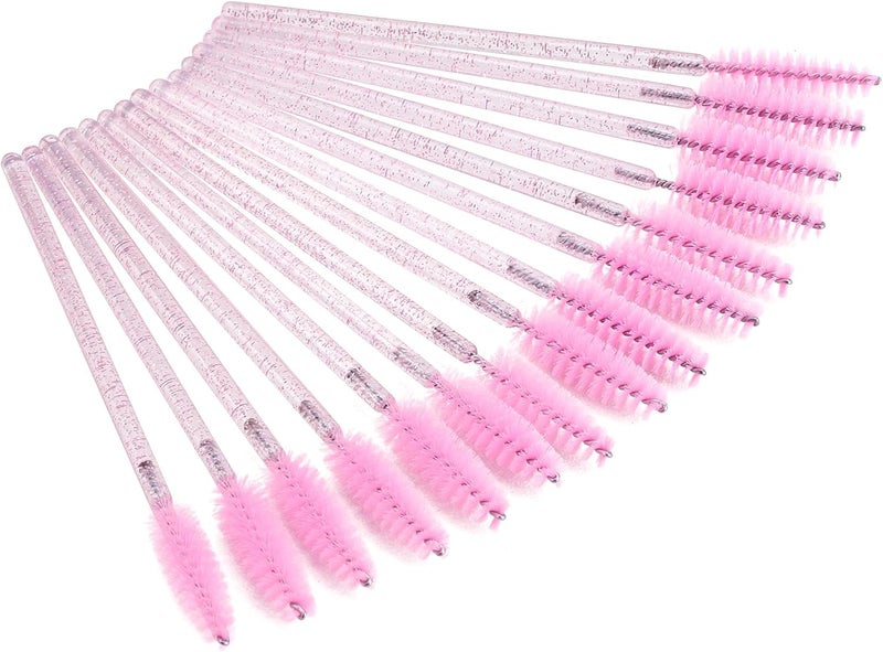 Tbestmax 100 Disposable Eyelash Brush Mascara Wands Spoolies for Eye Lashes Extension Eyebrow and Makeup Pink - Image 1