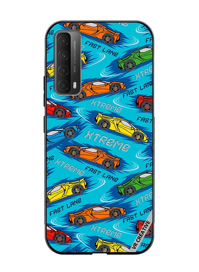 VR CREATIVE Protective Case Cover For Huawei Y7a Abstract Seamless Pattern With Sport Cars Design Multicolour - Image 1