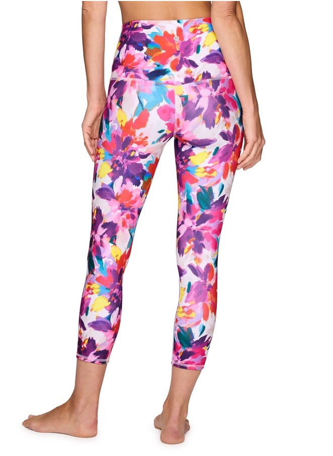 RBX RBX Active Printed Capri Legging for Women Squat Proof Buttery Soft Floral Cropped Yoga Tights Bali Pink S  - Image 2