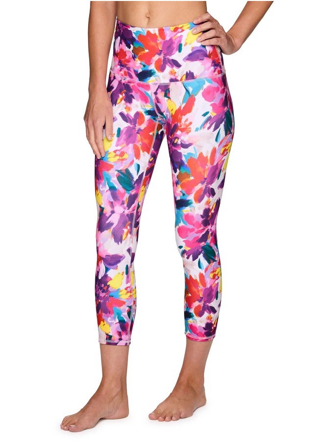 RBX RBX Active Printed Capri Legging for Women Squat Proof Buttery Soft Floral Cropped Yoga Tights Bali Pink S  - Image 3