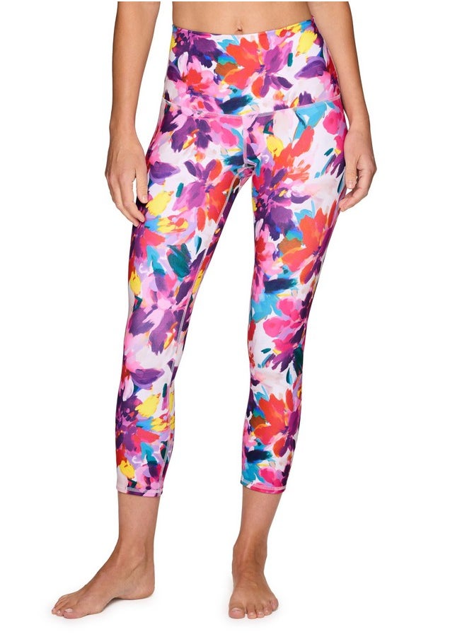 RBX RBX Active Printed Capri Legging for Women Squat Proof Buttery Soft Floral Cropped Yoga Tights Bali Pink S  - Image 1