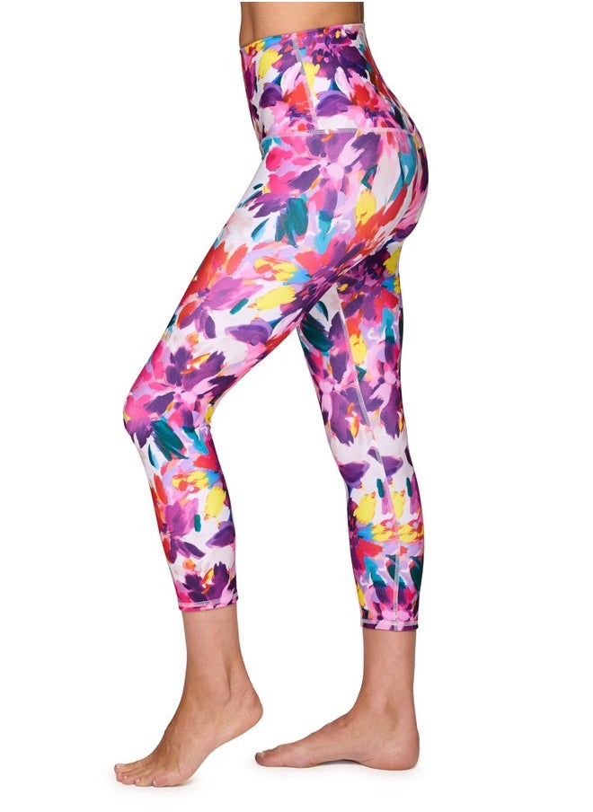 RBX RBX Active Printed Capri Legging for Women Squat Proof Buttery Soft Floral Cropped Yoga Tights Bali Pink S  - Image 4