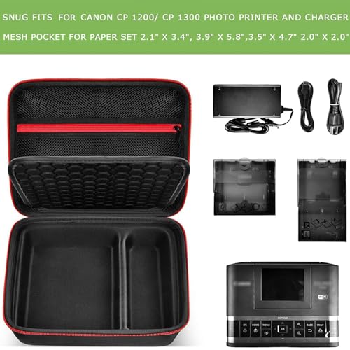 ALKOO Case Compatible with Canon SELPHY CP1500/CP1300/ CP1200 Wireless Compact Photo Printer and Color Ink and Paper Set/Battery- Organizer Storage Bag Only (Black) - Image 2