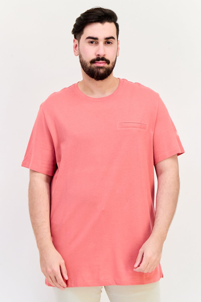 Celio تي شيرت رجالي بأكمام قصيرة وياقة دائرية، وردي فاتح - Image 1