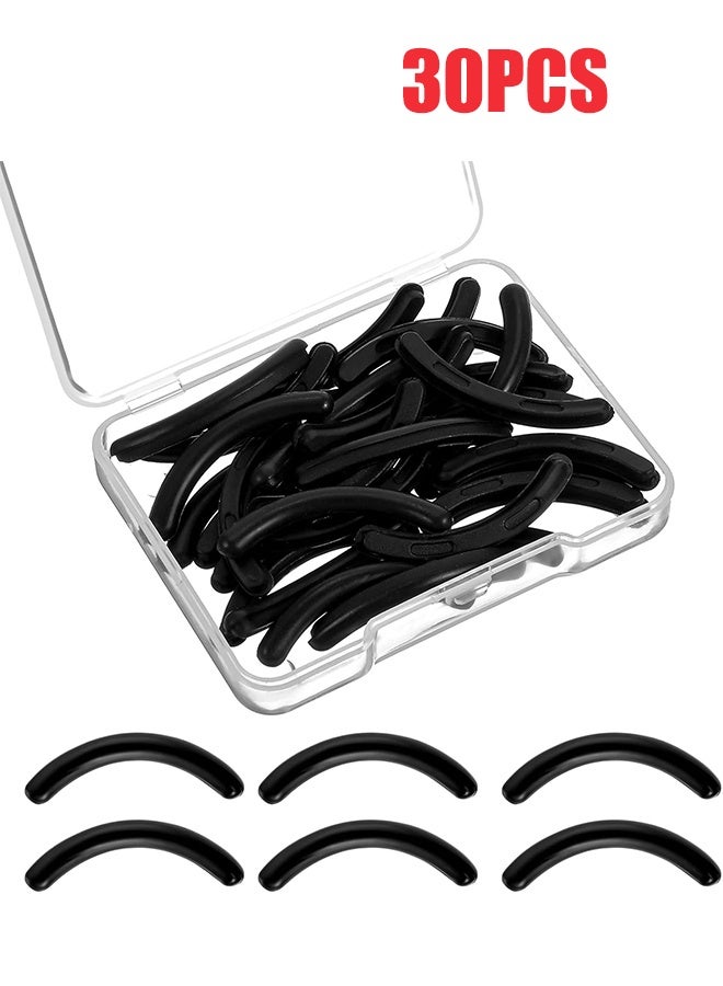 YJ 30pcs Eyelash Curler Refill Pads - Silicone Rubber Universal Eye Lash Curler Replacement with Clear Storage Box Black - Image 1