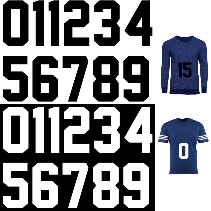 Zonon 22 Pieces Iron on Numbers T Shirt Heat Transfer 0 to 9 Jersey Numbers for Team Uniform Sports(Black  White 5 Inch) - Image 1
