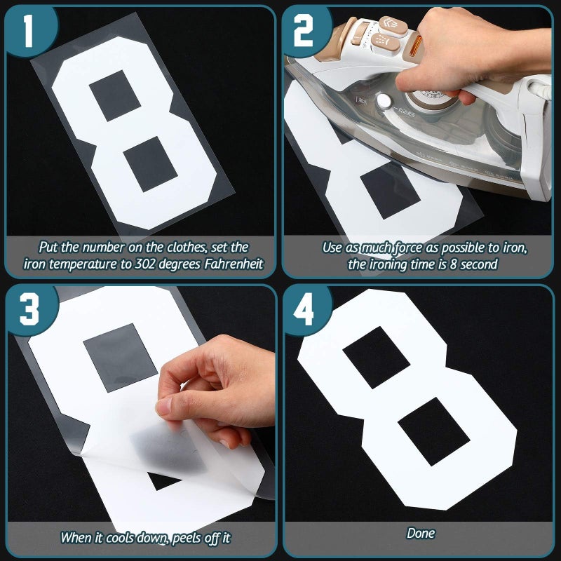 Zonon 22 Pieces Iron on Numbers T Shirt Heat Transfer 0 to 9 Jersey Numbers for Team Uniform Sports(Black  White 5 Inch) - Image 4