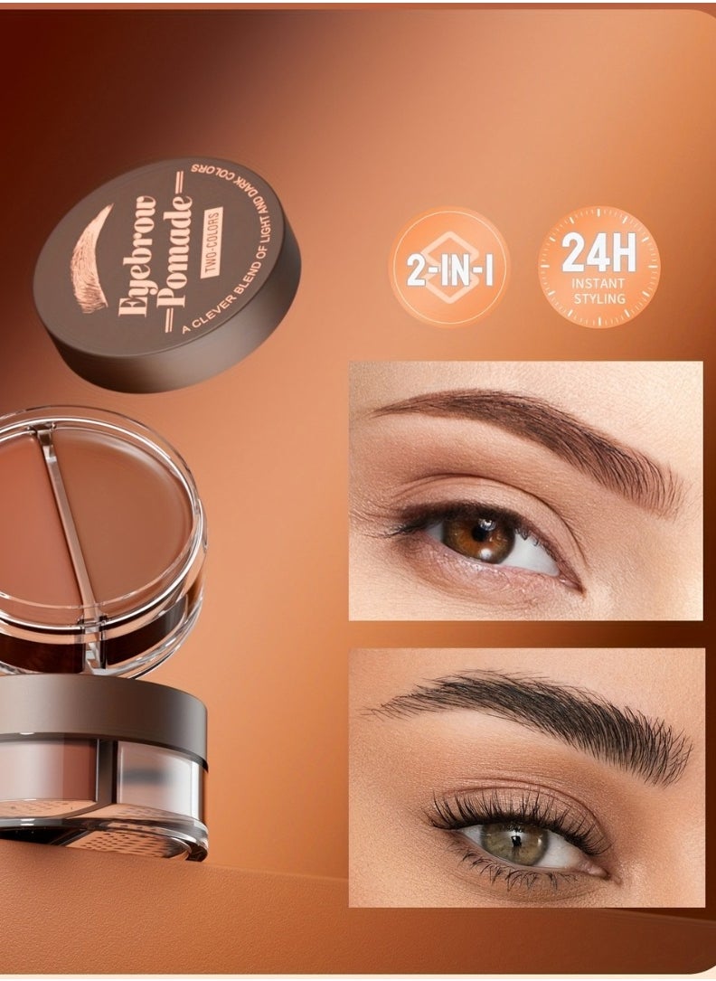 HelloKiss 2 Color Eyebrow Pomade Natural Long Lasting Waterproof Eyebrow Makeup Gel with Eyebrow Brush Eyebrow Color Cream and Eyebrow Styling Brow Shaping Gel Pomade Clear Brow Gel and Dark Brown 05  - Image 4