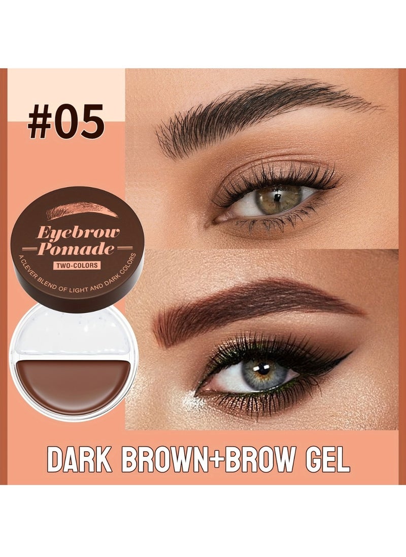 HelloKiss 2 Color Eyebrow Pomade Natural Long Lasting Waterproof Eyebrow Makeup Gel with Eyebrow Brush Eyebrow Color Cream and Eyebrow Styling Brow Shaping Gel Pomade Clear Brow Gel and Dark Brown 05  - Image 2