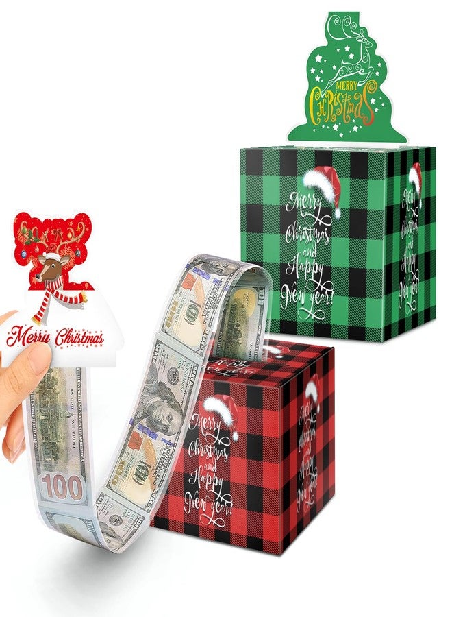 Linelglobal Christmas Money Box for Cash Gift, Pull Money Box for Surprising Gift, Kids or Adults Cash Gift Wrap Box 2 Pcs - Image 1