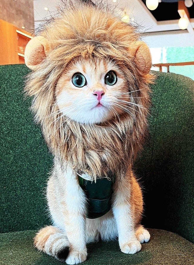 PenVinoo Lion Mane Wig for Cat, Funny Pet Cat & Puppy Costumes for Halloween & Christmas, Funny Pet Clothing Accessories (Medium, Dark Brown) - Image 1