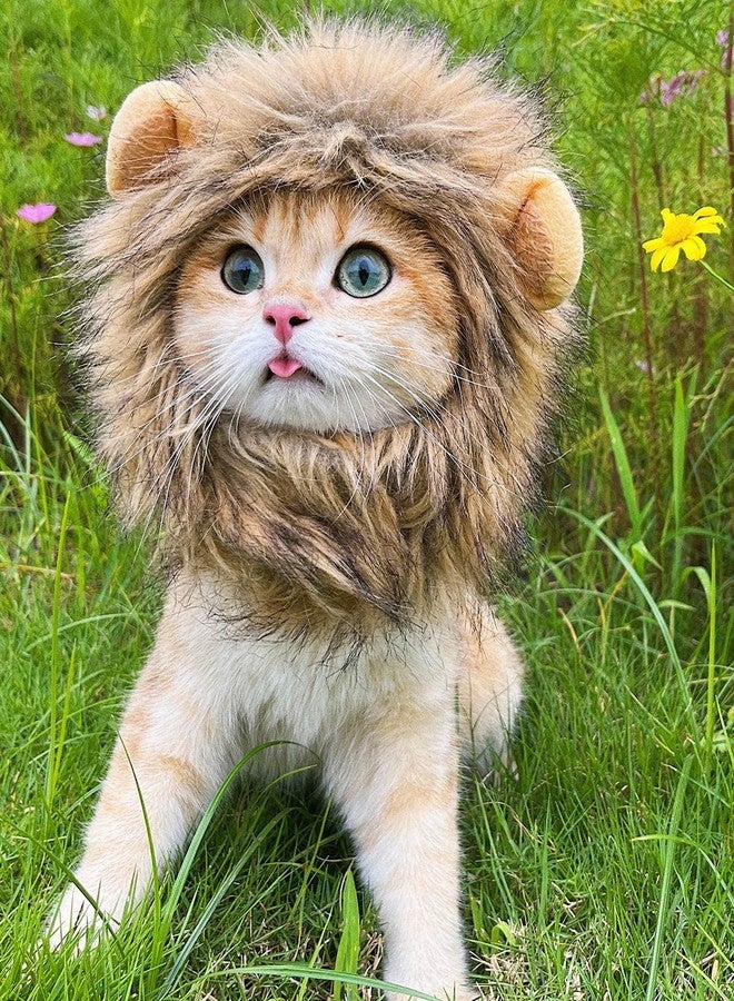 PenVinoo Lion Mane Wig for Cat, Funny Pet Cat & Puppy Costumes for Halloween & Christmas, Funny Pet Clothing Accessories (Medium, Dark Brown) - Image 3