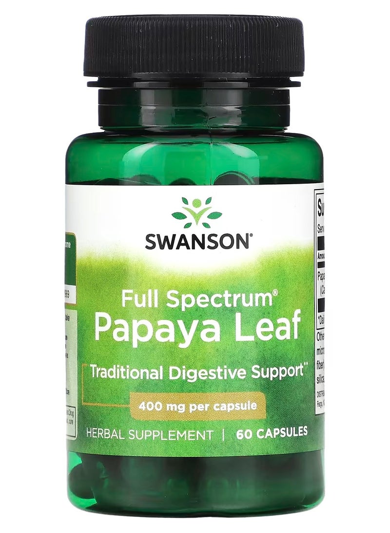 Swanson, Full Spectrum Papaya Leaf, 400 mg, 60 Capsules