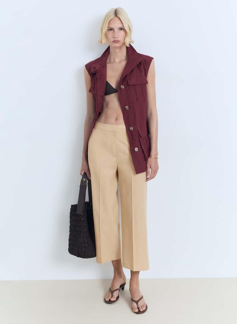 MANGO Straight-Cut Crop Trousers  - Image 4