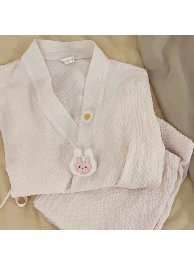 Modal Milk Cartoon Rabbit Pajamas For Women, Spring And Autumn Long-sleeve Tie-up Loose-fitting, Suitable For Outdoor Wear, New Home Wear Set - Image 3