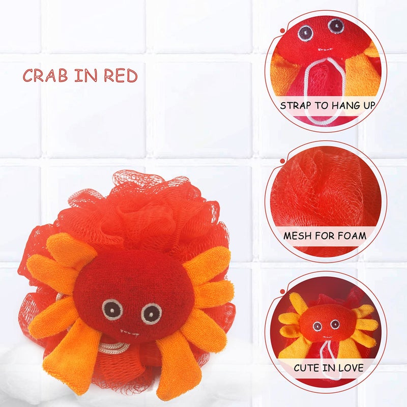 Bleu Bath (4 Pack) Lovely Animal Design Kids Exfoliating Bath Scrubber Body Scrubber Shower Ball for Baby Toddler Kids Gentle Exfoliating Bath Sponge Loofah Pouf in Colorful Design - Image 3