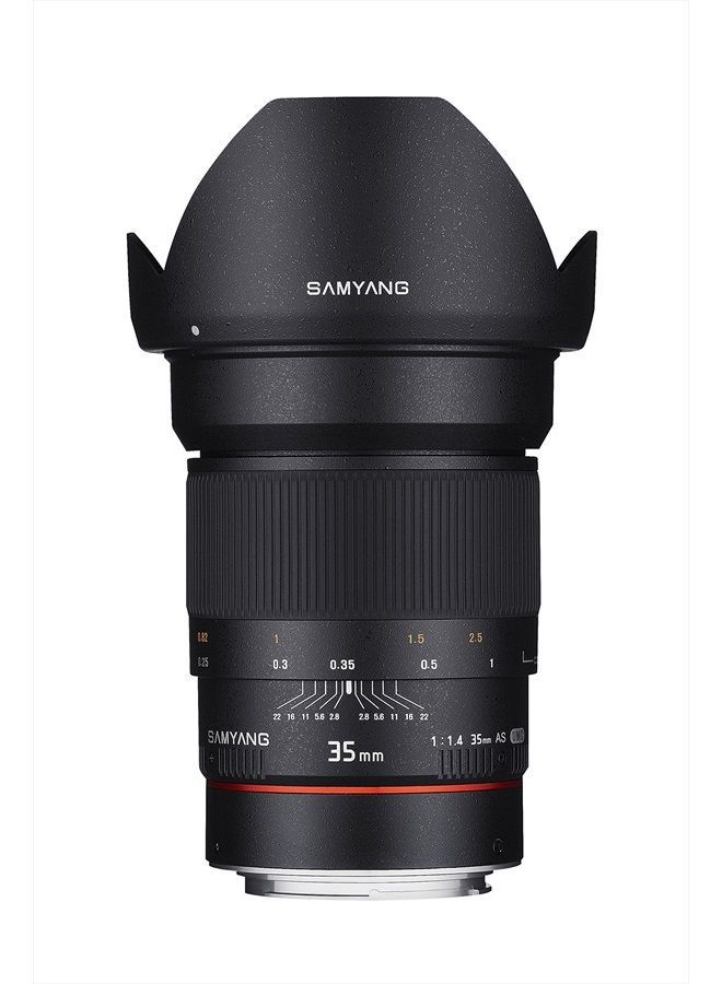 Samyang SYAE35M-C 35mm F1.4 Aspherical Lens with Chip for Canon AE/EF-S Cameras