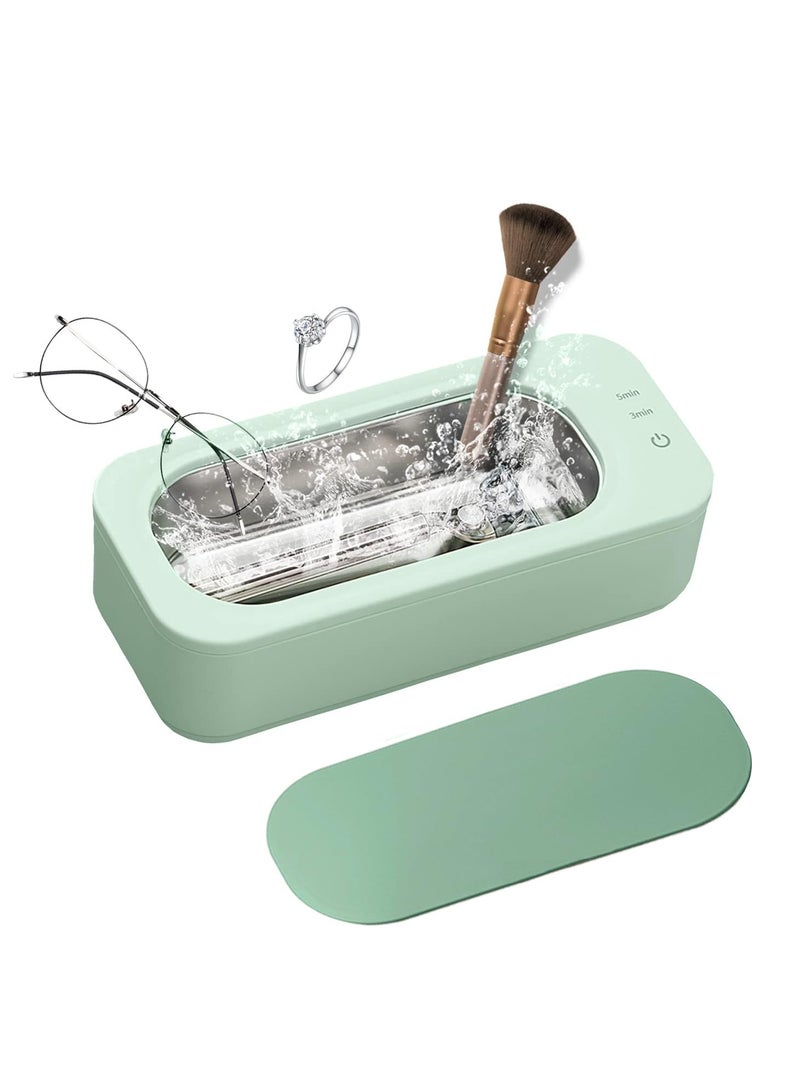 Excefore Ultrasonic Jewelry Cleaner, Portable Household Professional Ultrasonic Cleaner Machine for Jewelry, Daily Use, Glasses, Denture, Watches & More, Green - Image 1