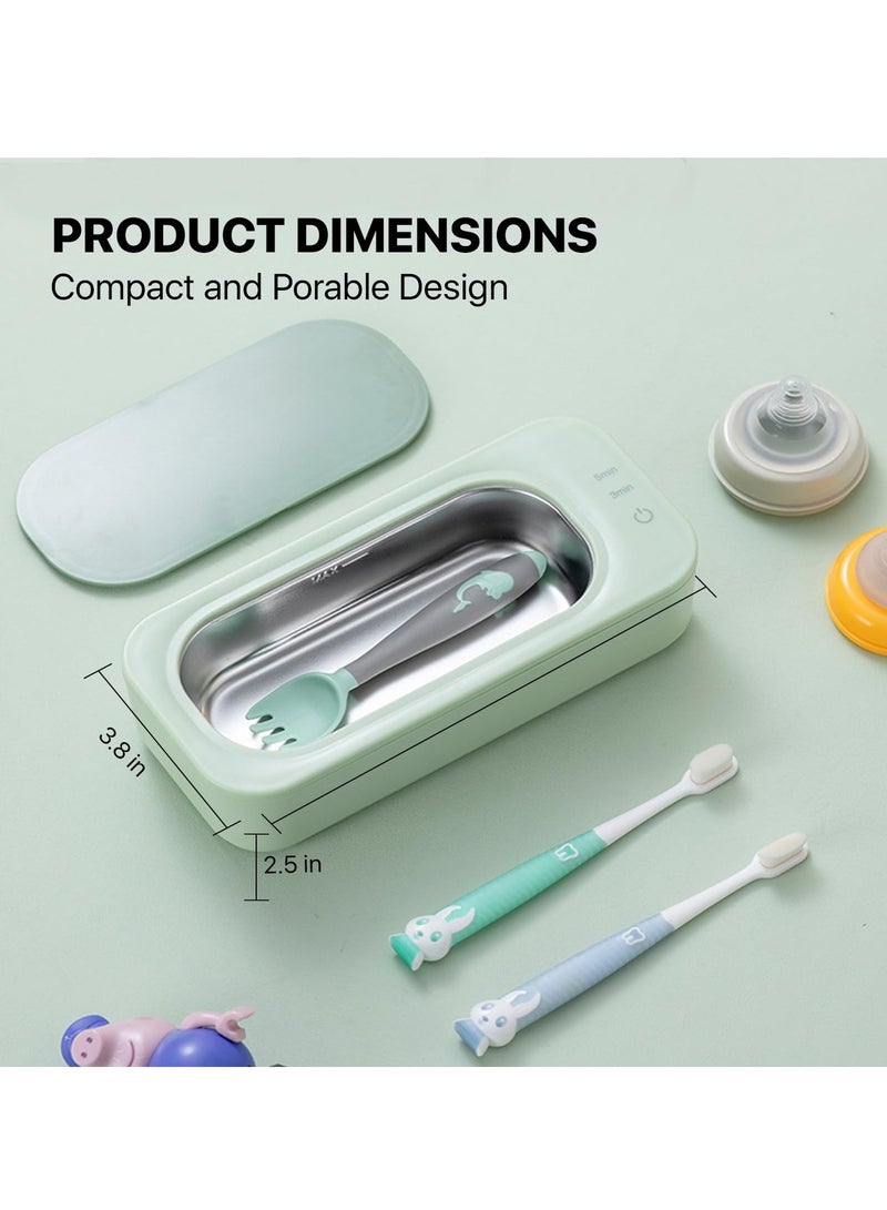Excefore Ultrasonic Jewelry Cleaner, Portable Household Professional Ultrasonic Cleaner Machine for Jewelry, Daily Use, Glasses, Denture, Watches & More, Green - Image 2