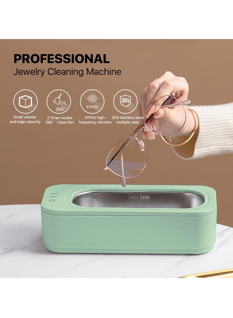 Excefore Ultrasonic Jewelry Cleaner, Portable Household Professional Ultrasonic Cleaner Machine for Jewelry, Daily Use, Glasses, Denture, Watches & More, Green - Image 3