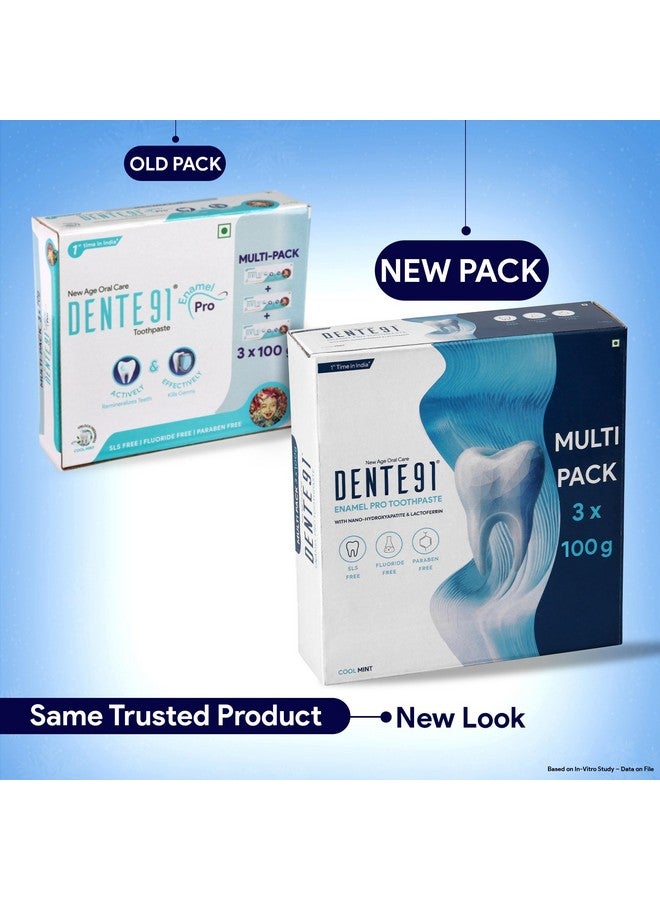 DENTE91 Cool Mint Toothpaste| Sensitivity Relief | Repairs Cavities | Fights Gum Disease | Reduces Bad Breath | Strengthens Enamel | Sls Free | Fluoride Free | Paraben Free | Pack Of 3, 3 X 100G  - Image 3