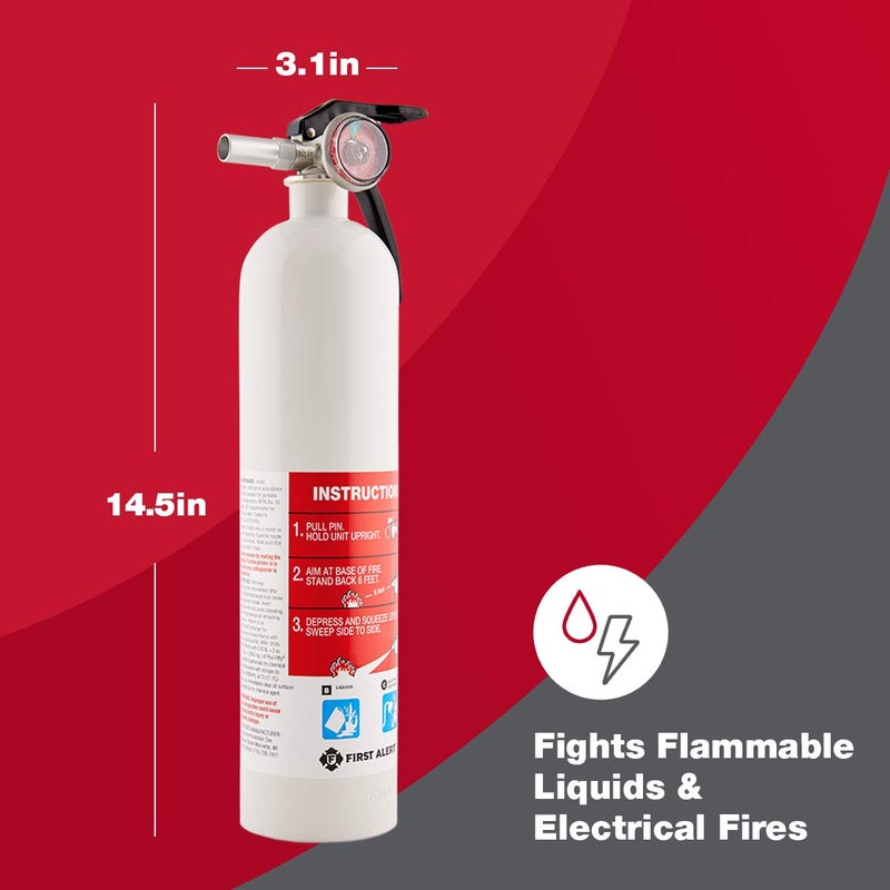 FIRST ALERT AUTOMAR10 Car and Marine Fire Extinguisher, FE10GR, UL RATED 10-B:C, White, 1-Pack - Image 5
