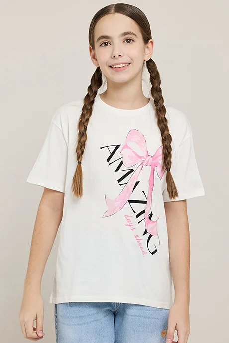 R&B Printed T-Shirt with Crew Neck and Short Sleeves