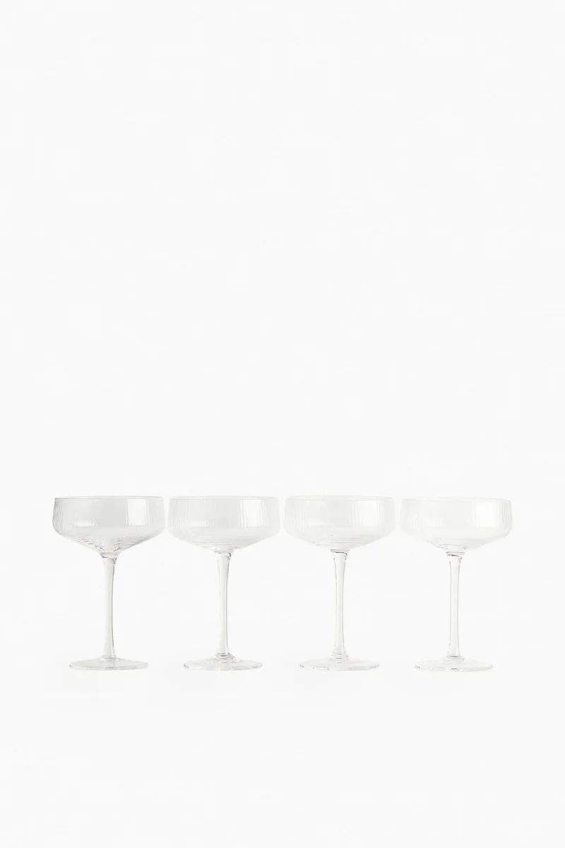 H&M 4-pack fluted coupe glasses