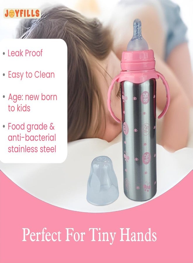 JOYFILLS 3-in-1 Stainless Steel Baby Feeding Bottle Set 240ml | Multi-Functional Milk, Water & Juice Sipper with Feeding Nipple & Straw | BPA Free | Leak Proof | for Newborn, Infant & Toddler - Image 5
