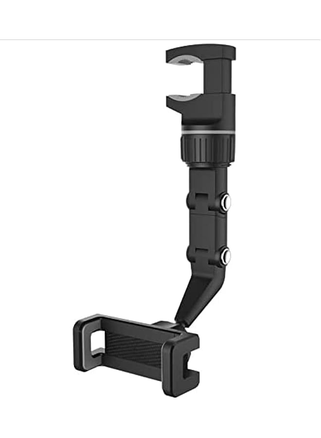 SHOWAY 360 Degree Rotating Rearview Mirror Multifunctional Car Phone Holder Gps Navigation Adjustable Support Hanging Clip Bracket Cell for 4.0-6.1 Inch Mobile (Gray) - Image 1