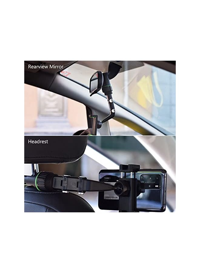 SHOWAY 360 Degree Rotating Rearview Mirror Multifunctional Car Phone Holder Gps Navigation Adjustable Support Hanging Clip Bracket Cell for 4.0-6.1 Inch Mobile (Gray) - Image 5