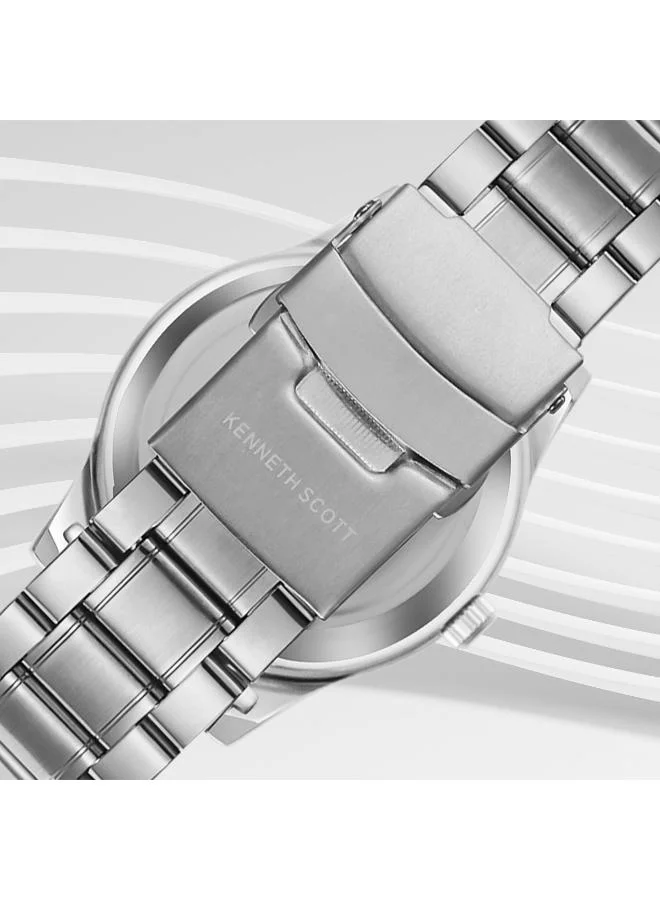 Kenneth Scott White Men's Stainless Steel Analog Watch K23029-SBSW - 38 mm for Men | Best Price UAE
