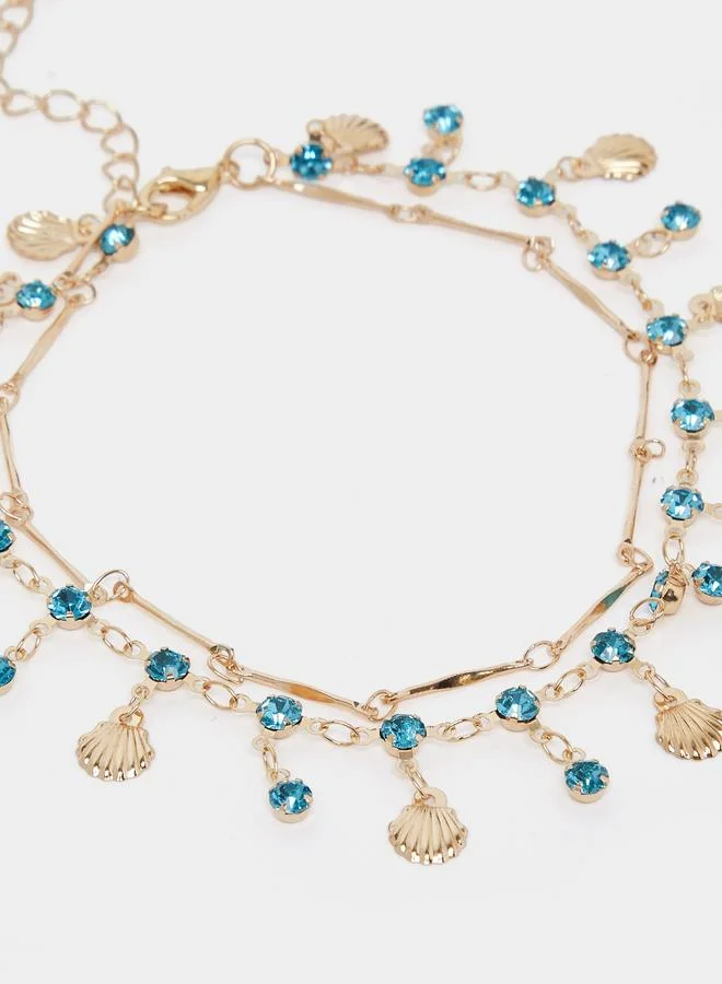 Styli Shell Charm Layered Anklet