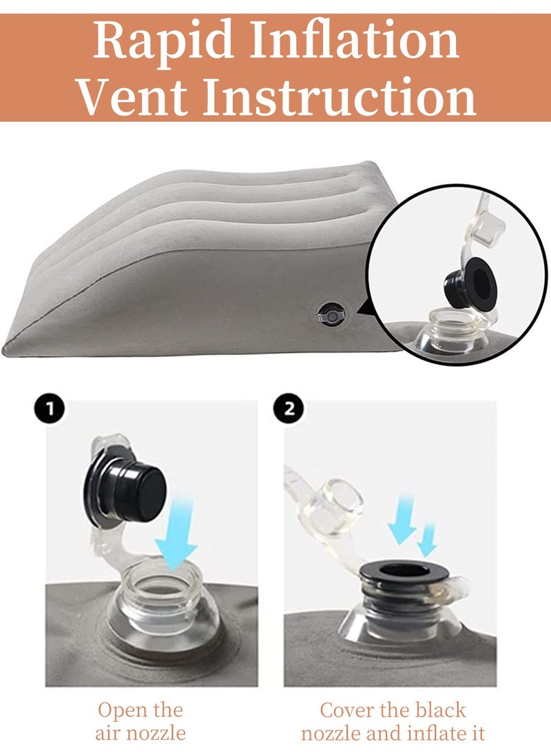 ليوكور وسادة إسفين للساق قابلة للنفخ، وسائد تحديد موضع مناسبة لراحة رفع الساق، وسائد مريحة للساق مناسبة لتحسين جودة النوم أو تقليل التورم - Image 3