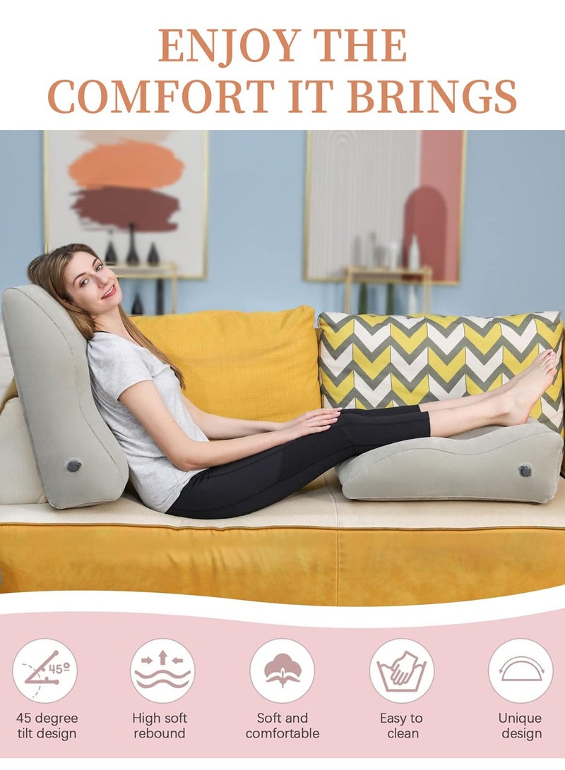 ليوكور وسادة إسفين للساق قابلة للنفخ، وسائد تحديد موضع مناسبة لراحة رفع الساق، وسائد مريحة للساق مناسبة لتحسين جودة النوم أو تقليل التورم - Image 2