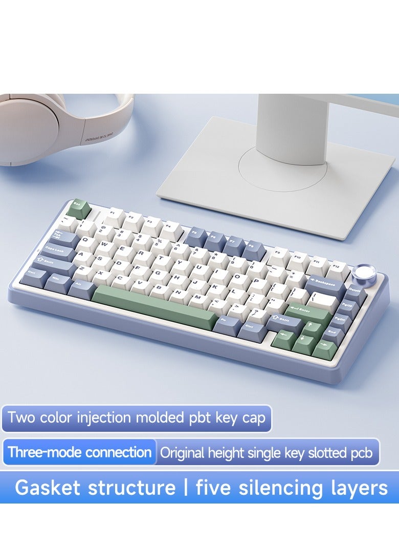 أولا لوحة المفاتيح الميكانيكية اللاسلكية F75 مع مفاتيح وإضاءة خلفية RGB للعبة - Image 2