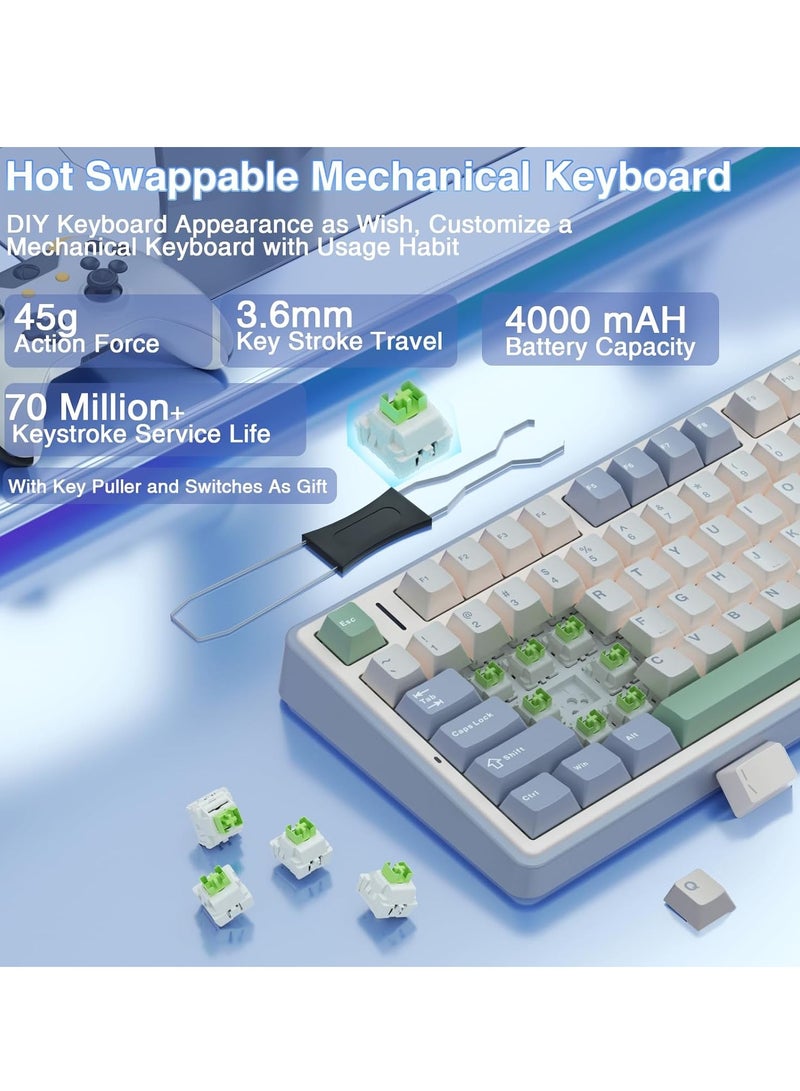 أولا لوحة المفاتيح الميكانيكية اللاسلكية F75 مع مفاتيح وإضاءة خلفية RGB للعبة - Image 5