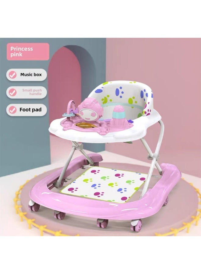 ORiTi عربة مشي للأطفال متعددة الوظائف مضادة للتقلبات قابلة للتعديل في الارتفاع قابلة للطي مع لعبة موسيقية - نمط موسيقي وردي - Image 1