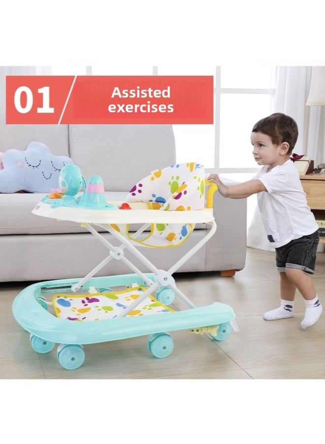 ORiTi عربة مشي للأطفال متعددة الوظائف مضادة للتقلبات قابلة للتعديل في الارتفاع قابلة للطي مع لعبة موسيقية - نمط موسيقي وردي - Image 2