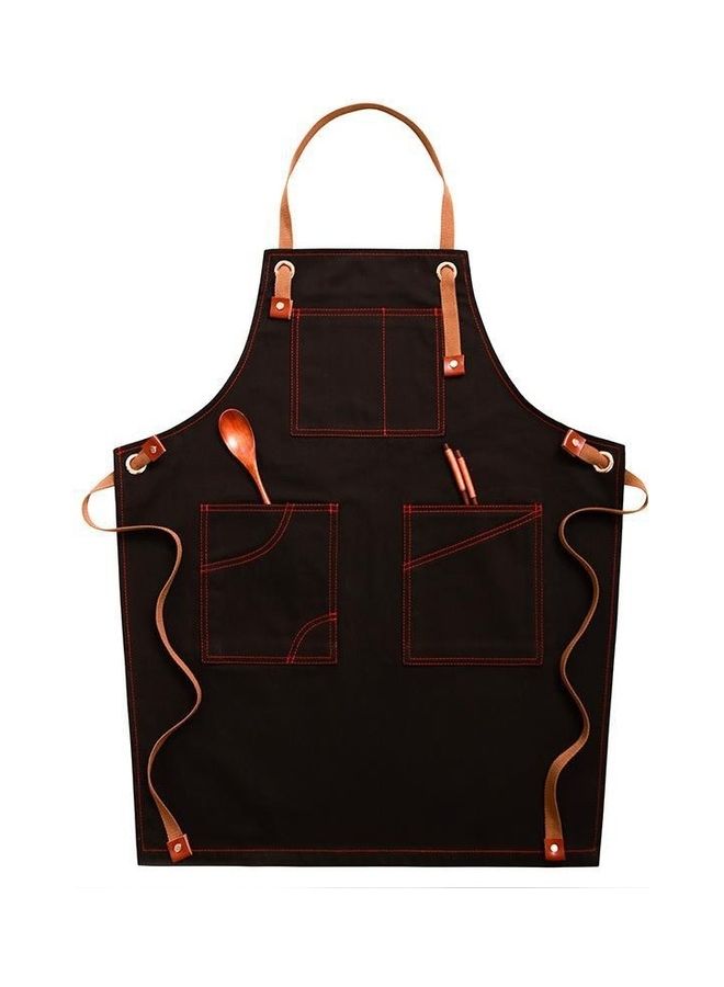 Loquat Household Sleeveless Denim Apron For Children Black/Brown 47cm