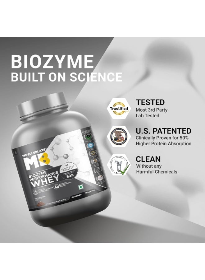 MuscleBlaze Biozyme Performance Whey Protein Powder, Rich Chocolate (2kg / 4.4lbs) & MB-Vite Daily Multivitamin (60 Tablets) | Combo Pack - Image 2
