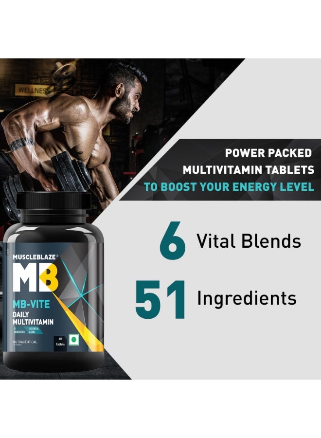 MuscleBlaze Biozyme Performance Whey Protein Powder, Rich Chocolate (2kg / 4.4lbs) & MB-Vite Daily Multivitamin (60 Tablets) | Combo Pack - Image 3