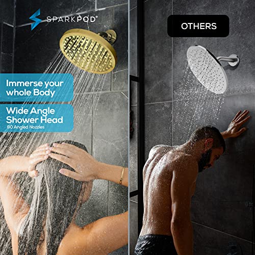 SparkPod Shower Head High Pressure Rain Premium Quality Luxury Design Easy Clean Adjustable Replacement for Your Bathroom Shower Heads Egyptian Gold 8 Inch Round - Image 3