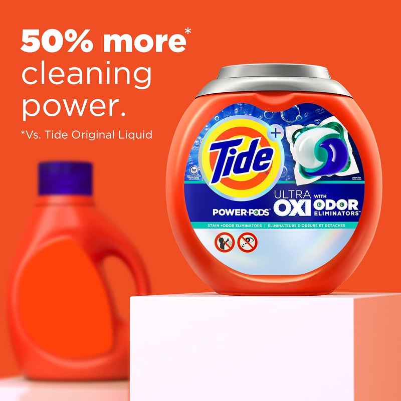 حزم Tide Ultra OXI Power PODS مع مزيلات الروائح، عبوات منظف ملابس، 48 قطعة، للأوساخ الظاهرة والخفية - Image 4