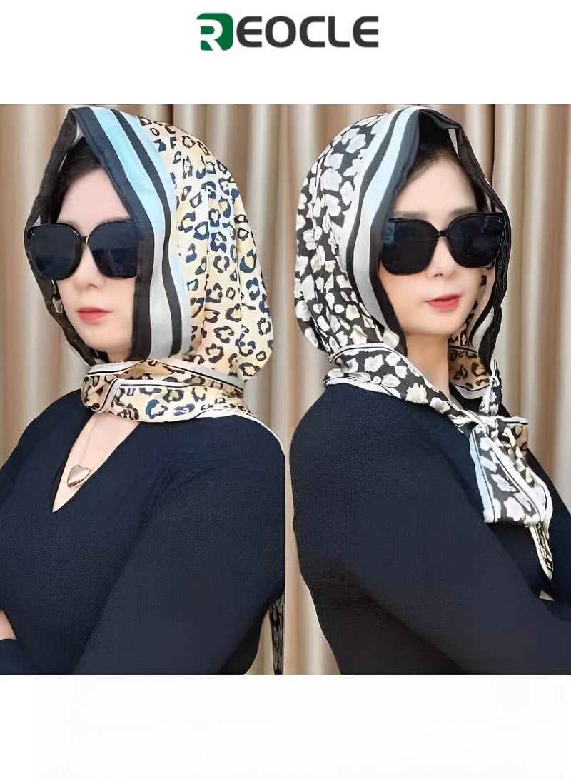ريوكل عمامة نسائية مع حماية مزدوجة من أشعة الشمس، عمامة، غطاء رأس ناعم من قطعة واحدة، حجاب طويل، عمامة كاملة، واقي شمسي من حرير التوت
