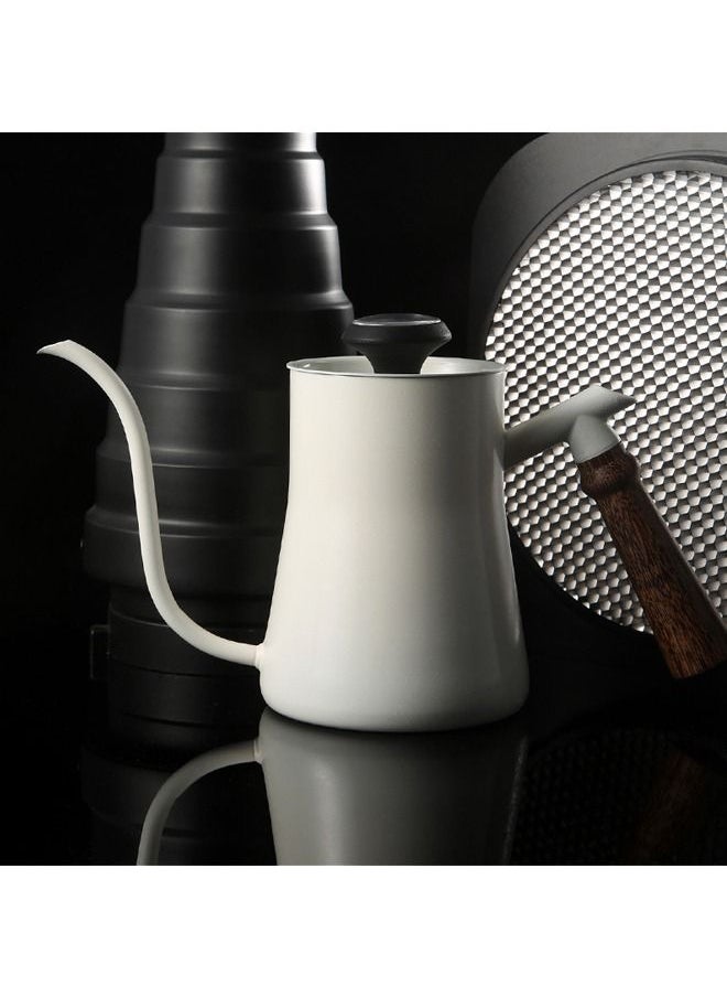 Captaintech 550ml Coffee Kettle with Thermometer Pour over Kettle Stainless Steel Tea Kettle Stovetop Coffee Tea Pot with Wood Handle for Drip Coffee(White)  - Image 2