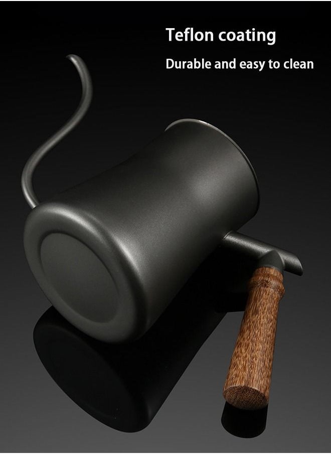 Captaintech 550ml Coffee Kettle with Thermometer Pour over Kettle Stainless Steel Tea Kettle Stovetop Coffee Tea Pot with Wood Handle for Drip Coffee(White)  - Image 3