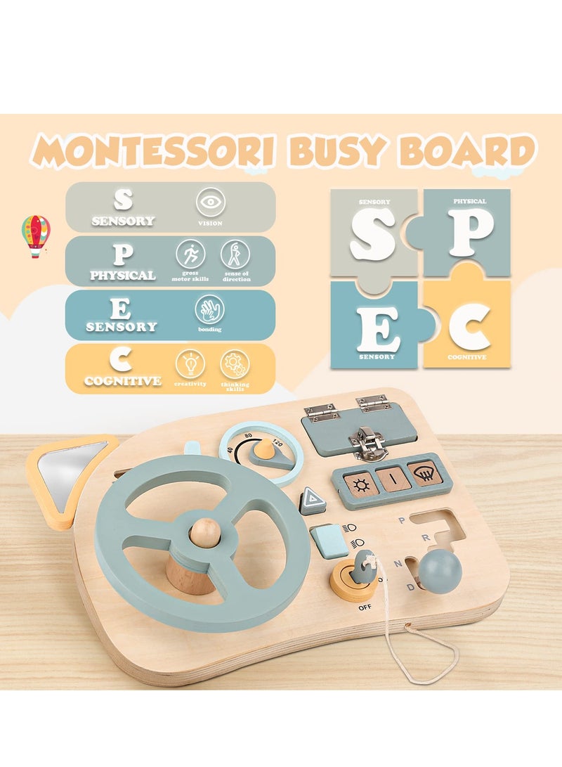 Wooden Steering Wheel Toy for Toddlers 1-3, Sensory Busy Board for Travel, Educational Activity Board to Enhance Fine Motor Skills. Perfect for Learning and Play! - Image 2