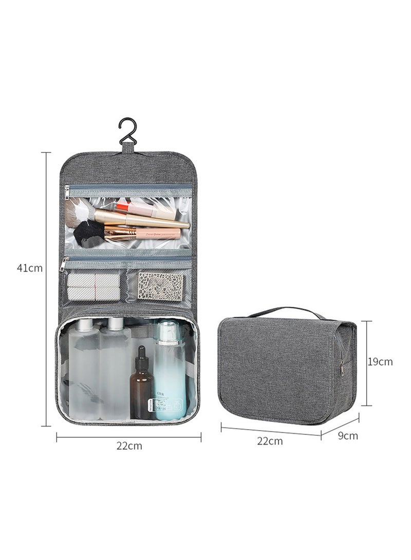 Hangable Toiletry Bag, Men'S And Women'S Business Dry And Wet Separation Bag, Travel Toiletry Storage Bag, Washing And Care Set Storage -Pvc Window Hook Toiletry Bag (Grey) - Image 2
