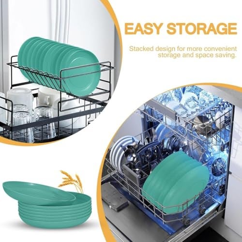 PLENARO 23 CM Wheat Straw Plates, Unbreakable Microwave and Dishwasher Plates,Plastic Cutlery for Family Picnic Party Camping (23 CM, Pack of 6) - Image 5